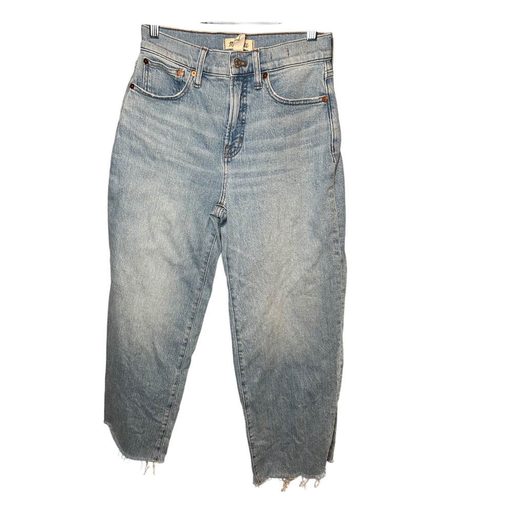 Madewell Perfect Vintage Wide Leg Crop Jean Women's 26 Blue Raw Hem High Rise